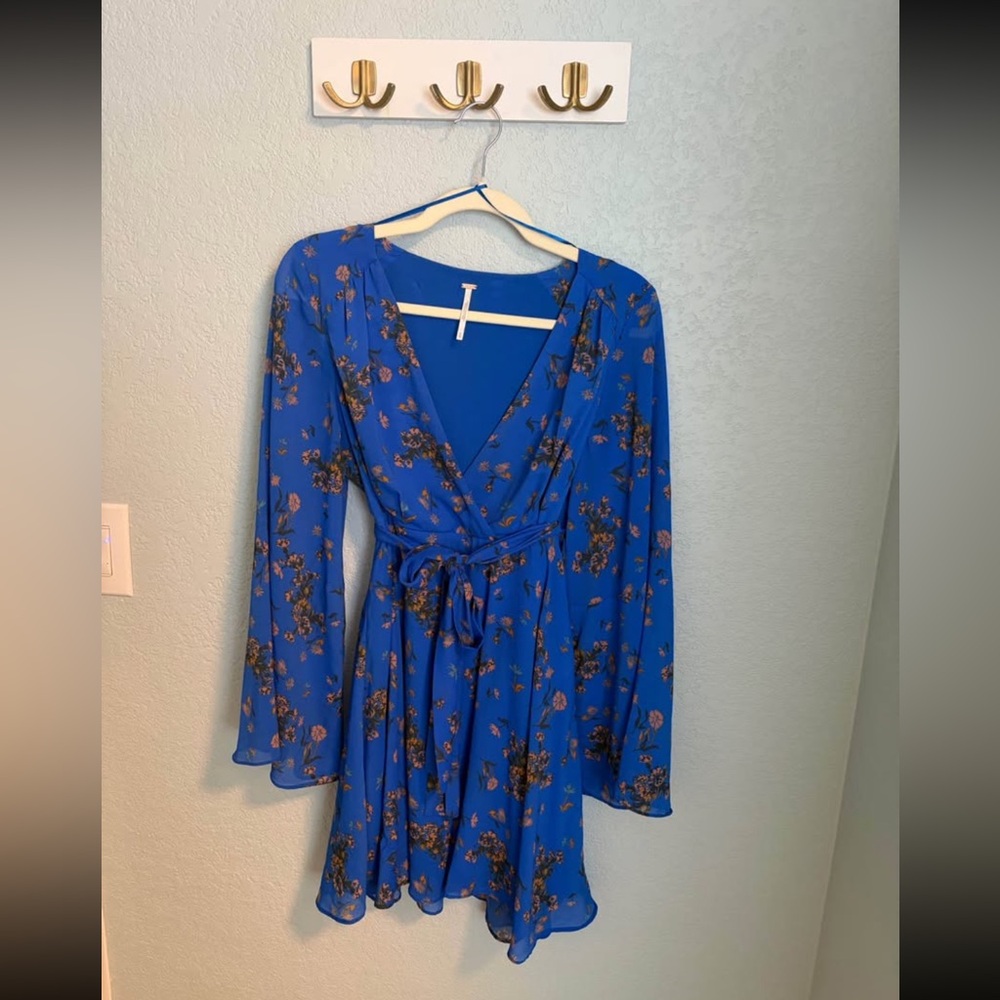 Free People Blue Floral Wrap Dress – Size M